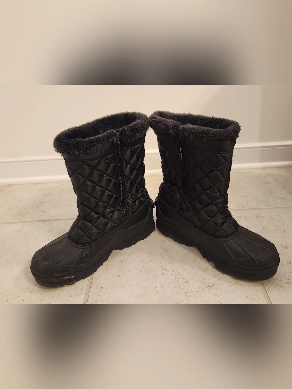 Women's Size 10 Black Winter ‎ Quilted Waterproof Snow Boots